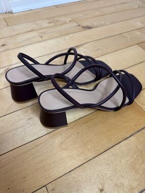 & Other Stories Chocolate Brown Strappy Block Heels